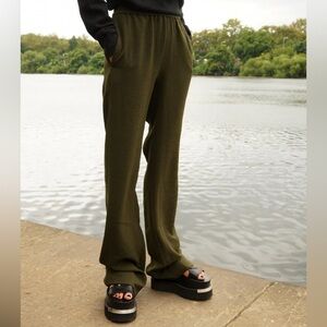 NINObrand Green Pull On Woven High Rise Straight Wide Leg Trouser Pants EUC 2/S